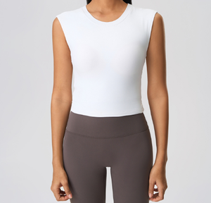 Débardeur sans manches extensible dans les quatre sens respirant de qualité supérieure hauts de Yoga pour femmes t-shirts d'entraînement à séchage rapide Logo avant vêtements de sport d'été - Product Image 1