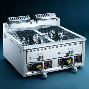 Freidora Comercial de Gas para Pollo, Máquina Freidora de Pollo de Alta Capacidad 12L+12L, Freidora Profunda para Patatas Fritas, Pollo y Pato - Product Image 3
