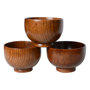 Japanese Style Wooden Bowls Set 4Pc Handmade Solid Color For Hotel Coffee <b>Tea</b> Gifting - Product Image 1