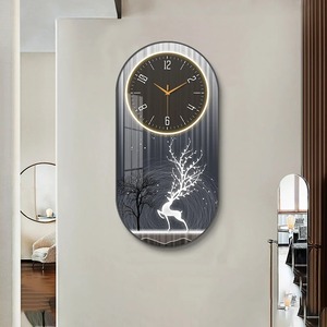 Grande Horloge Murale en Porcelaine de Cristal, Tendance et Moderne, de Luxe, Peinte, Créative, pour Hall d'Entrée, Salle à Manger, Décoration Murale Artistique - Product Image 6