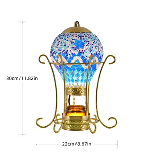 โคมไฟตั้งโต๊ะสไตล์โบฮีเมียนแบบ<span class=keywords><strong>ตุรกี</strong></span> หรูหรา ทำมือจากกระจกและเหล็ก ประดับโมเสก ใช้หลอดไฟ LED E14 ดีไซน์รูปบอลลูนลมร้อน อายุการใช้งาน 4 ปี - Product Image 6