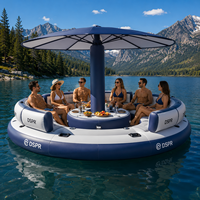 Plateforme aquatique gonflable commerciale avec ombrage, sièges-canapés, marchepied et pont ouvert pour lac, plage et location
