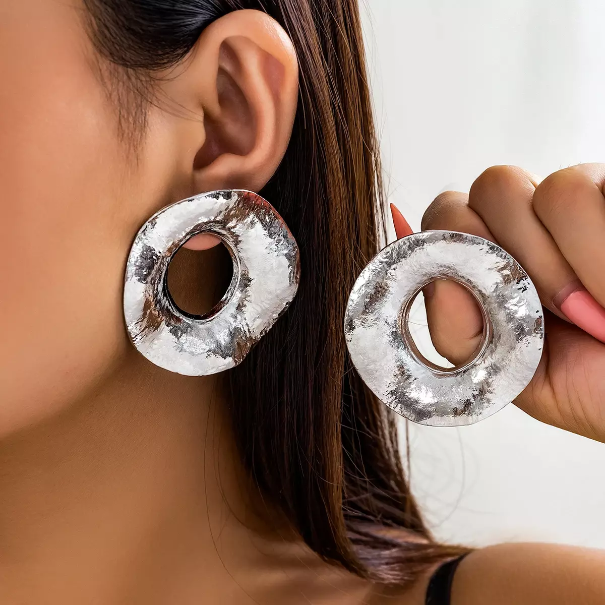 Big Circle Piercing - Trendy Goth Stud Earrings for Women