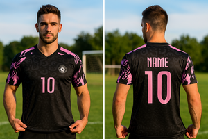 Atasan set sepak bola kerah V; Layanan OEM; Logo nama kustomisasi yang dipersonalisasi; Cepat kering bersirkulasi musim gugur musim panas - Product Image 2