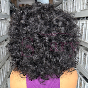 Pelucas vietnamitas baratas sin pegamento, súper doble densidad, grado 12A, con doble trama a máquina, rizadas y con volumen, 100% cabello humano virgen, con flequillo, para mujeres negras. - Product Image 3