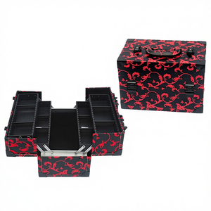 กระเป๋าเครื่องสำอางแบบกันน้ำ PVC สองชั้น ขนาดใหญ่ ขยายได้ สำหรับเก็บอุปกรณ์สักและทำเล็บ แบบพกพา - Product Image 1