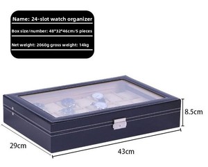 Hộp đựng đồng hồ sang trọng 24 ngăn bằng da lộn, có nắp kính, có khóa, trưng bày đồng hồ - Product Image 2