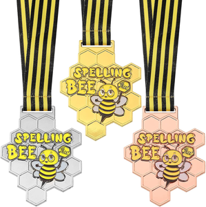 Logotipo de diseño gratuito, medallas de abeja de ortografía de metal deportivo personalizado, medalla de recuerdo - Product Image 2