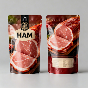 Bolsa <span class=keywords><strong>de</strong></span> plástico impresa personalizada con cierre trasero para envasado <span class=keywords><strong>de</strong></span> mariscos, carne congelada, jamón asado, bolsa para jamón - Product Image 1