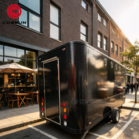 Camion de restauration rapide mobile Cogsun en fibre de verre noir personnalisé, pour café, limonade et autres boissons