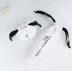 Pochette de rangement cosmétique en toile de coton blanche recyclable personnalisée, sac à cordon écologique avec logo pour l'utilisation de bougies - Product Image 2