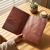 Porte-documents de luxe A4 en cuir PU froissé rétro, organiseur de documents multi-poches, porte-papiers professionnel pour le bureau et les réunions
