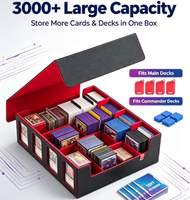 Boîte de rangement pour cartes en PU à 4 rangées, grande capacité (plus de 3000 cartes), boîte de rangement pour cartes Commander pour personnalisation de cartes TCG