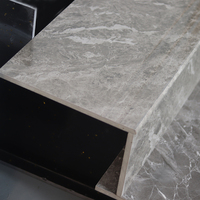 Carrelage de marche en céramique gris aspect marbre brillant, corps plein, 170x300x1200mm