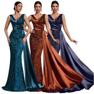 Vestidos <span class=keywords><strong>de</strong></span> Noche <span class=keywords><strong>de</strong></span> Lujo LY2820 para Mujer, Elegantes Vestidos <span class=keywords><strong>de</strong></span> Fiesta con Cuello en V, Sin Mangas, con Lentejuelas, para Damas <span class=keywords><strong>de</strong></span> <span class=keywords><strong>Honor</strong></span> y Bodas - Product Image 1