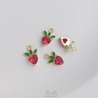 Vente en gros de pendentifs en zirconium coloré en forme de fruits plaqués or 14 carats, préservant la couleur, cerise, ananas et raisin, petits pendentifs pour la fabrication de bijoux DIY