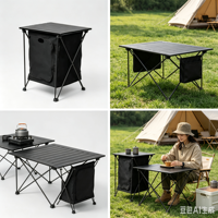 Table de cuisine extérieure moderne en métal portable avec cuisinière pliable, table de pique-nique légère pour le camping, les dîners, les ateliers et l'utilisation en ferme