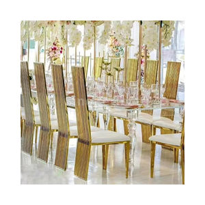 Hot Selling White <b>Cushion</b> High <b>Back</b> Stainless Steel Chair Home Dining Roomwood Wedding Chairs Furniture for Party - Product Image 1