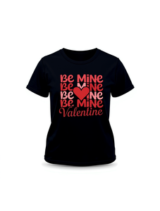 T-shirt Be Mine Valentine da donna in cotone girocollo a maniche corte casual primaverile estivo con stampa in jersey vestibilità regolare - Product Image 1