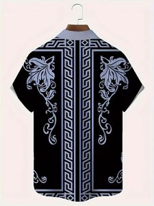 <span class=keywords><strong>Camicia</strong></span> Casual estiva a maniche corte Vintage con stampa da <span class=keywords><strong>uomo</strong></span> <span class=keywords><strong>taglie</strong></span> <span class=keywords><strong>forti</strong></span> stile floreale con bottoni da taschino - Product Image 2