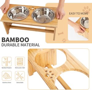 Holz-Futterschalen für Hunde und Katzen, Niedliche Haustier-Schüsseln mit Holzständer, Bestseller Holz-Hundenapf-Organizer - Product Image 4