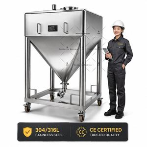 Industrial Stainless Steel 304 316L Movable Conical Bottom Square Powder <b>Storage</b> Tank Hopper Container - Product Image 2