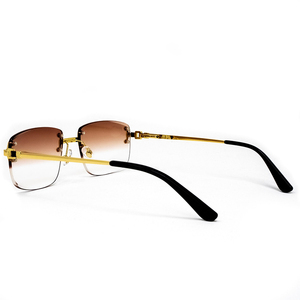 LMA 072 Gafas de Sol Sin Montura para Hombre y Mujer, Lentes Marrones Degradados UV400 con Metal Dorado de Alta Calidad, Estilo Europeo, Gran Venta 2024 - Product Image 4