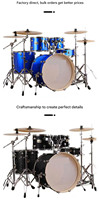 Wholesale Drum Set Various Colors in Stock Durable Five Drums and Three Cymbals Adult Percussion Instruments for Professional