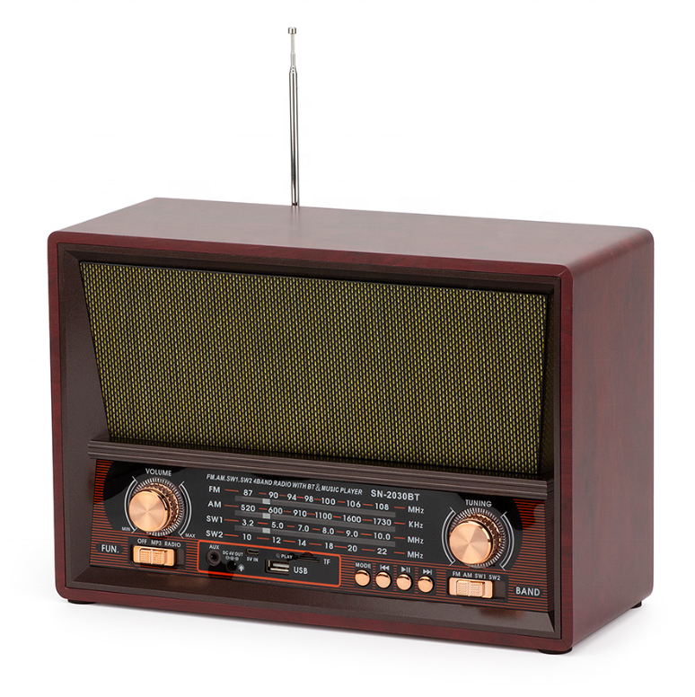 Stereo Dubbele Speakers Fabricage Usb Tf Thuis Oplaadbare Vintage Retro Hout Oud Houten Am Fm Radio