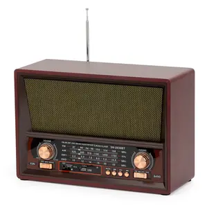 双扬声器制造木质模拟经典风格mk-110bt股票Radyo复古蓝牙usb tf调幅调频家庭收音机
