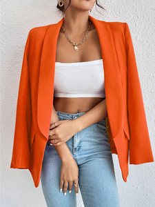 Herfst Winter Klein Kostuumjasje Top Blazer Populaire Midden-Oosterse Stijl met Polokraag Lange Mouwen Effen Kleur Voering Polyester - Product Image 5