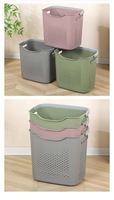 Panier à linge moderne en PP durable et léger avec poignées, tissage ajouré respirant, pour salle de bain, vêtements, jouets, linge de maison