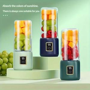 เครื่องทำอาหารแบบพกพา สีส้ม ใช้ไฟฟ้า ขนาดเล็ก รุ่นใหม่ ชาร์จได้ พร้อมแก้วสแตนเลส สำหรับเครื่องคั้นน้ำผลไม้ไร้สายแบบ USB - Product Image 1