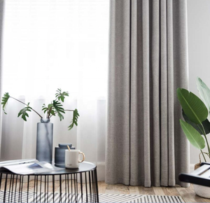 Luxe Gris 3 PASS Thermique Blackout Tissu Lin Look Rideaux Plis Pli pour Salon - Product Image 3