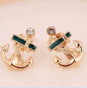 Boucles d'oreilles en acier inoxydable à quartz scintillant de style marin bleu marine à la mode coréenne - Product Image 4