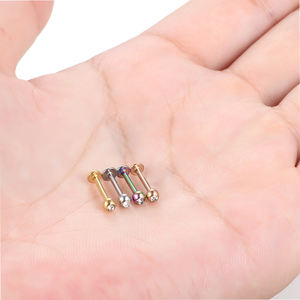 أقراط للأذن مستوية من الستانلس ستيل ملفوفة غضروفية ماسية مبيع بالجملة أقراط للشفاه مع حلقة داخلية - Product Image 6