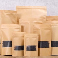 Fruits secs pour biscuits Noix Pochette debout Ziplock Seal Kraft Paper Bag with Clear Window Logo Printing Plastic Food Packaging