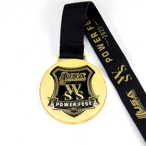Custom 3D Weightlifting Powerlifting <strong>Medal</strong> Commemorative <strong>Zinc</strong> <strong>Alloy</strong> Award with Ribbon Lanyard Hanger Metal <strong>Material</strong> - Product Image 3