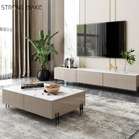 Ensembles de meubles de salon de luxe nordique, Console carrée, Center, meuble Tv moderne, Table basse en marbre et supports de télévision