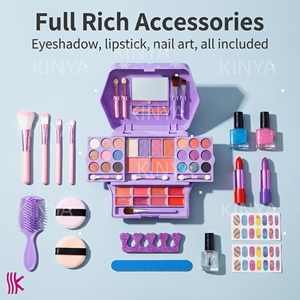 Set de Juguetes Cosméticos de Plástico Ecológico, Kit de <span class=keywords><strong>Maquillaje</strong></span> Lavable y Portátil, Maleta Colorida con Diseño de Copo de Nieve para Niñas, Juego de Imitación de Princesa - Product Image 3