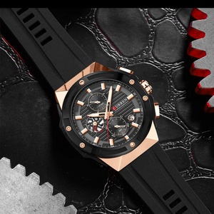 Relojes de pulsera clásicos para hombre CURREN 8462, relojes de cuarzo informales de negocios con correa de silicona, manecillas luminosas y esfera con cronógrafo. - Product Image 3