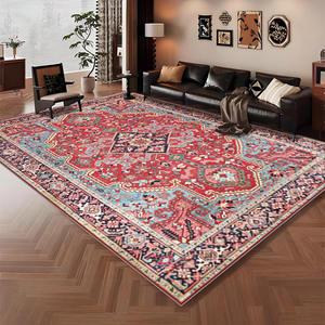 Tapis rectangulaire antidérapant style rétro américain avec médaillon pour la maison H 397 - Product Image 2