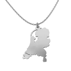 Netherlands Country Map Necklace Non Tarnish Necklace Stainless Steel Gold Plated Jewelry Exhibidor De Joyeria