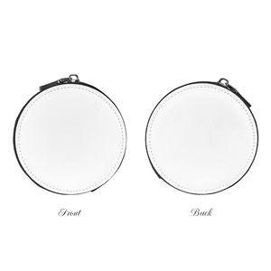 Porte-monnaie rond en cuir à sublimation double face, personnalisable, pochette zippée portable pour pièces de monnaie, écouteurs, cadeaux personnalisés - Product Image 4