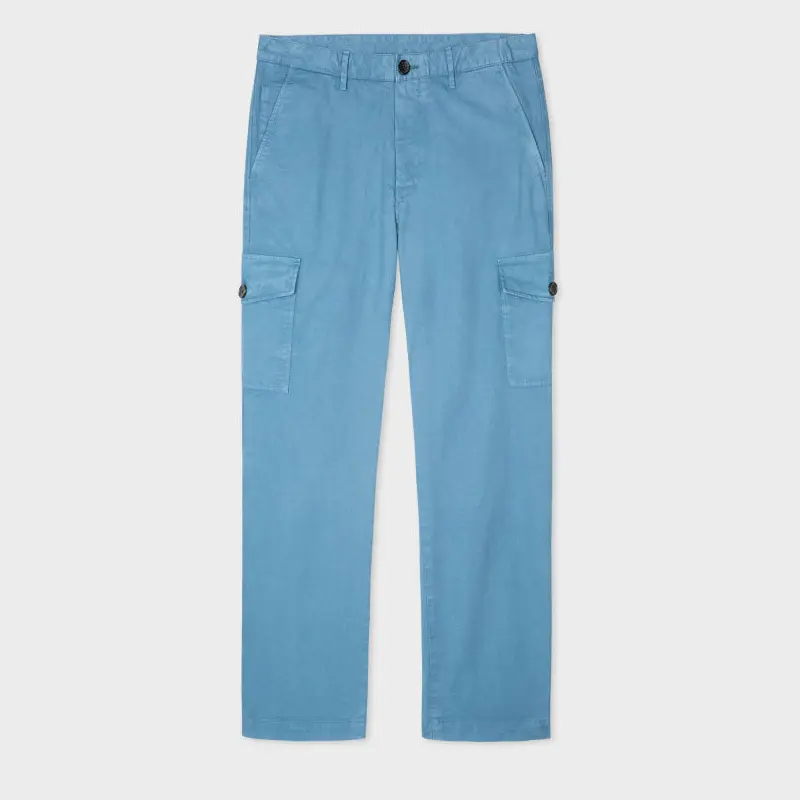 Custom OEM customized men multi pockets sky blue cotton cargo pants for men