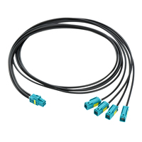 Cable Coaxial LEAD de Cuatro Puertos Hembra a 4 Conectores HMTD Macho Individuales Fakra, 10 cm, RG174, 0-6 GHz, para Automóviles