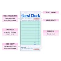 Invité Check Pads Papier Rose Serveuse Bloc-Notes Serveur Serveur Commande Pads pour Restaurant Ticket Book Papier autocopiant et Papier Offset