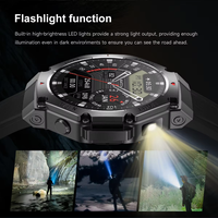 Montre connectée avec lampe de poche, appels Bluetooth, écran 1,53 pouce, suivi de la santé, GPS, détection de mouvement, sports de plein air, montre intelligente en acier pour hommes