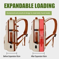 Sac à dos multifonctionnel pour ordinateur portable en tissu Oxford, avec port USB, extensible, grande capacité, bretelles incurvées, idéal pour les voyages d'affaires