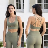 Soutien-gorge de sport évidé pour femmes et pantalon taille en V Gym Fitness Set Ladies Activewear Pilates Yoga Set